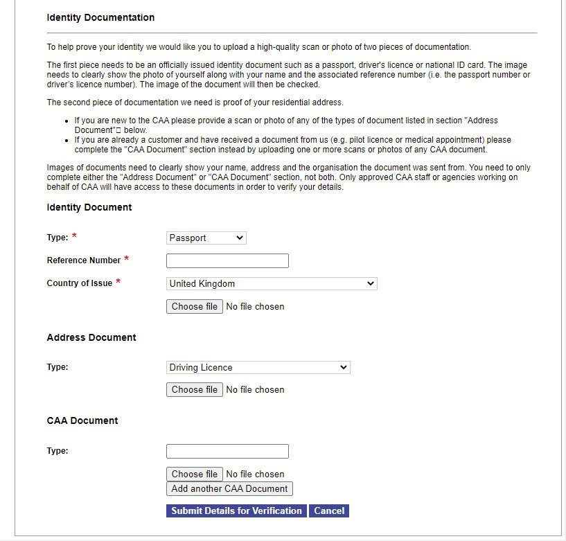 Application fro medical - proof of identity requirements